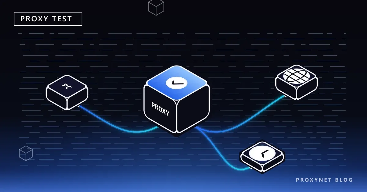 A connection from a computer to a proxy cube and on to the globe, with a check card and a speed clock