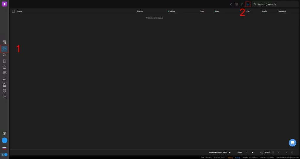 Das Menü Proxies in Dolphin Anty
