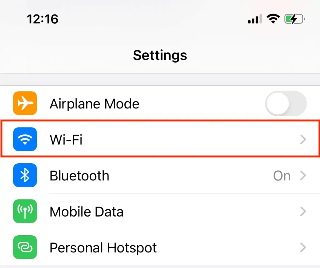 Der Bereich WLAN in den iOS-Einstellungen